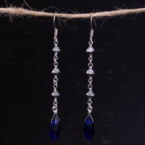 Handmade Glass Briolette Fishhook Dangle Earrings